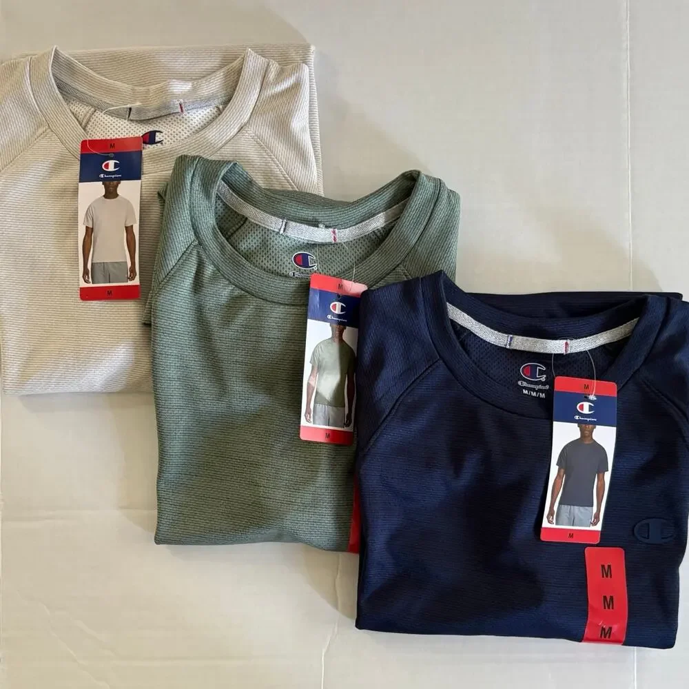 3 Champion Men Short Sleeve Active T-Shirts - Picture 1 of 5